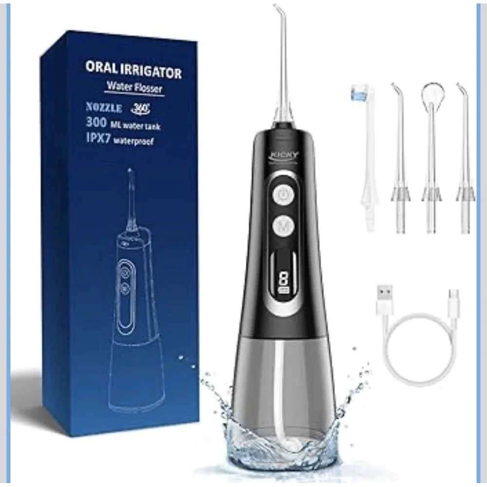 Water Dental Flosser Cordless for Teeth Cleaning - 4‎ Modes Oral Irrigator 300ML