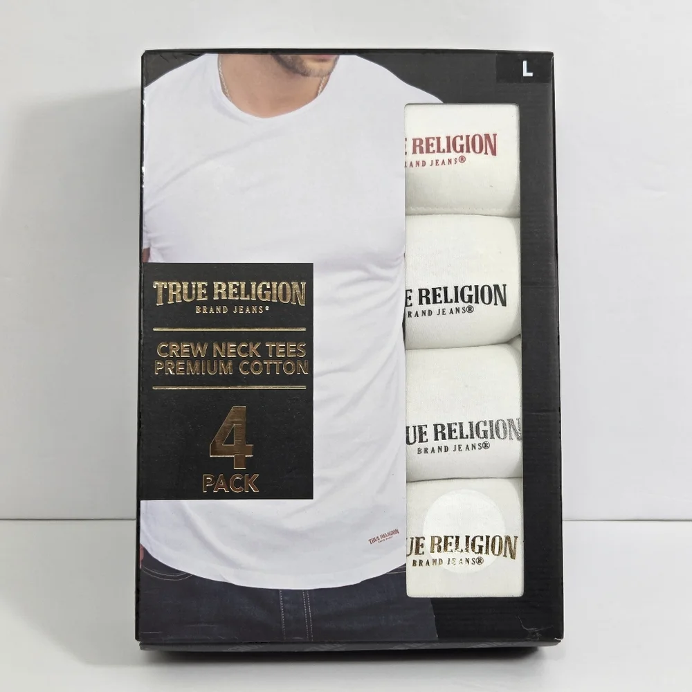 True Religion Premium‎ Cotton Tees 4-Pack Size L