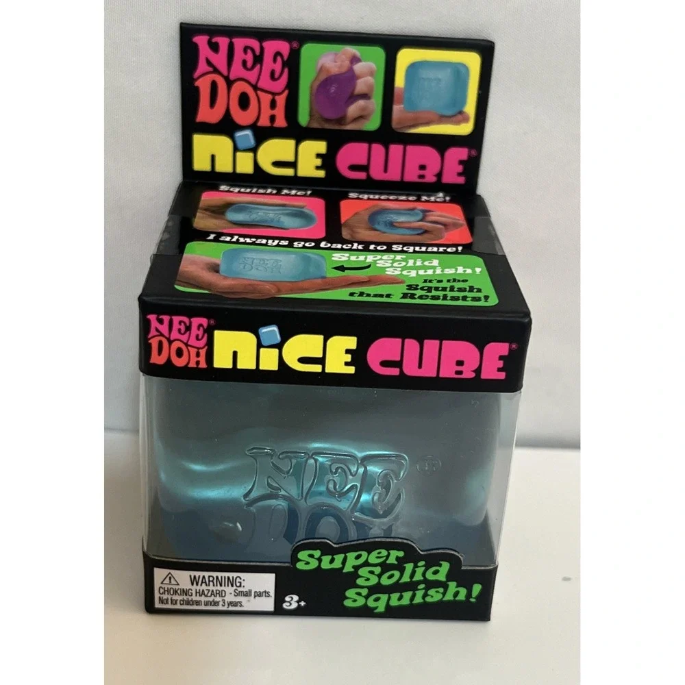 NeeDoh NICE CUBE Super Solid Squish! BLUE Squishy Fidget Toy by Schylling