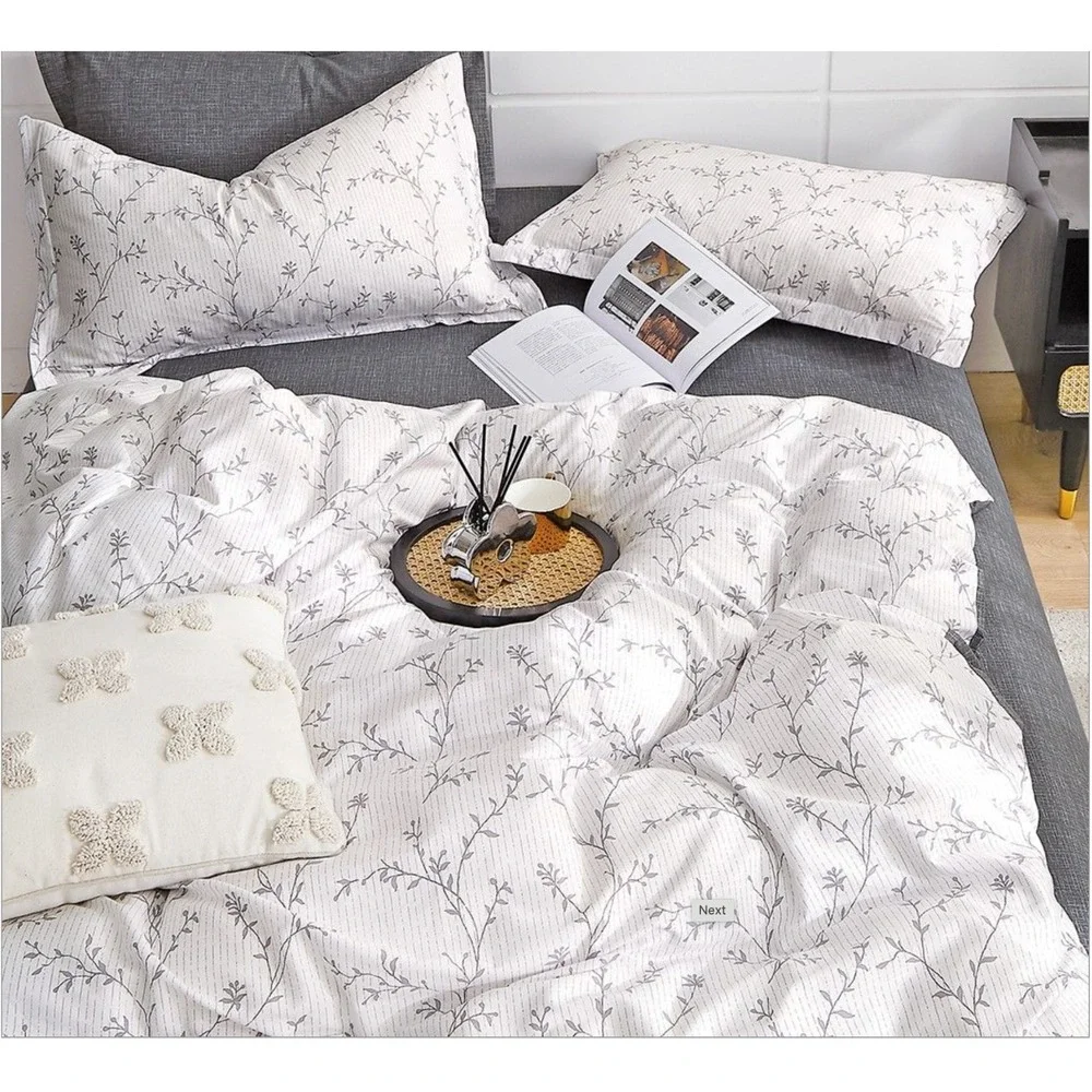 Ivy Gray Branches 100% Cotton Comforter Set Queen Modern Farmhouse Minimalist‎