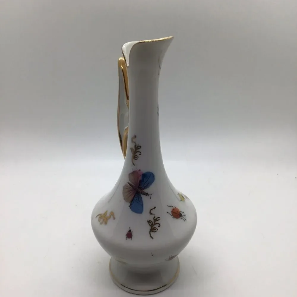 Vintage Lenwile Ardalt Handpainted butterfly and bug ewer vase.