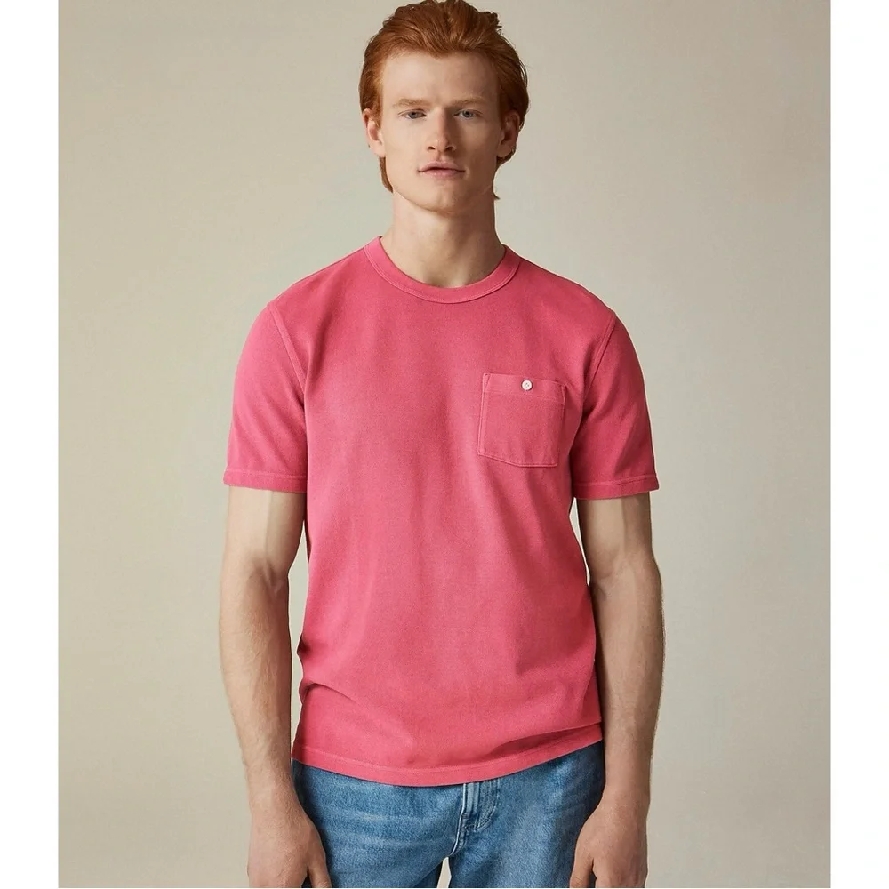 NWT J. Crew Washed Piqué Pocket T-shirt Plum Pink