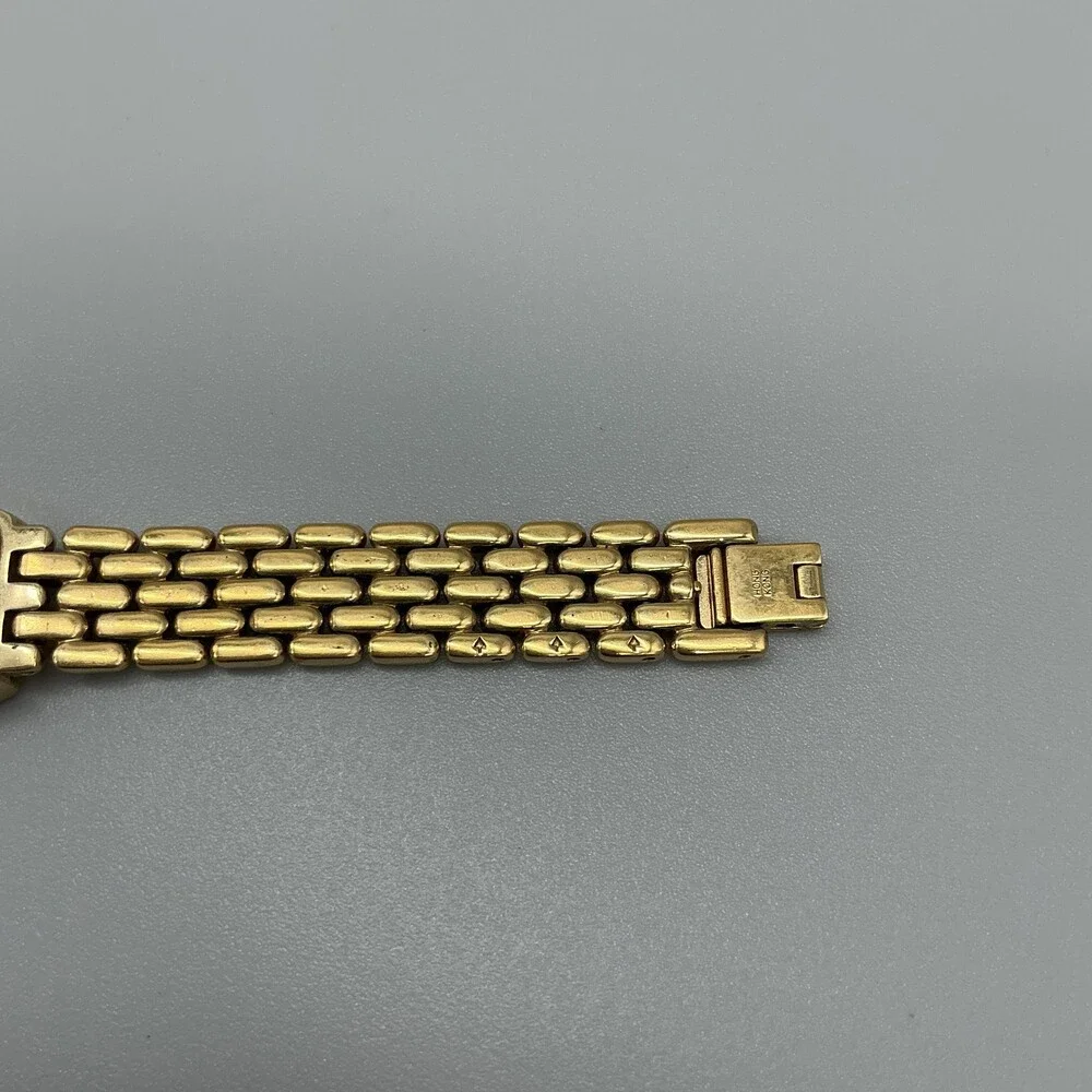 ESQ Swiss Womens Watch 19mm Gold Tone Rectangle Crystals Swiss New Battery 6.5