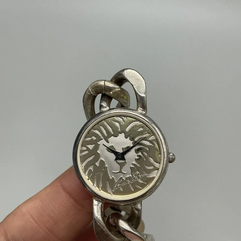 Anne Klein Womens Watch 27mm Lion Dial Silver Tone Chain New Battery 7.75