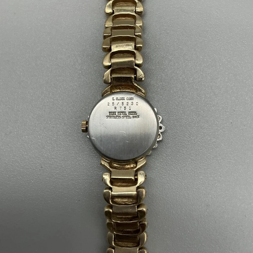 Armitron Deauville Diamond Womens Watch 20mm Black Dial Gold Tone New Battery 7