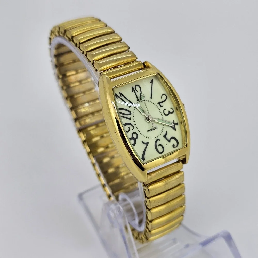 25MM Women's Watch Light Yellow Dial‎ Gold Expandable Band 6