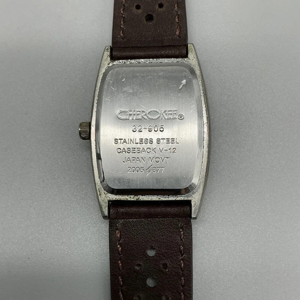 Cherokee 32-905 Womens Watch 30mm Silver Tone Moon Phase Leather Band New Batt