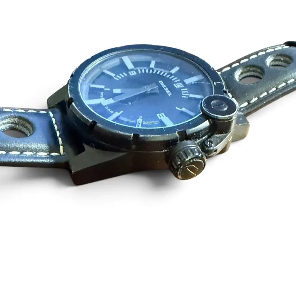Diesel DZ-4235 Men's Black Leather Strap Watch 