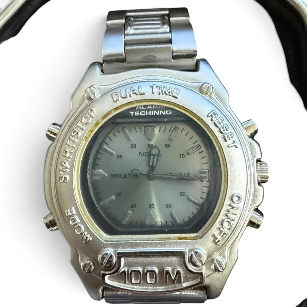 Nokia Techinno Dual Time Analog Quartz Men's Watch 100M WR Stainless Steel