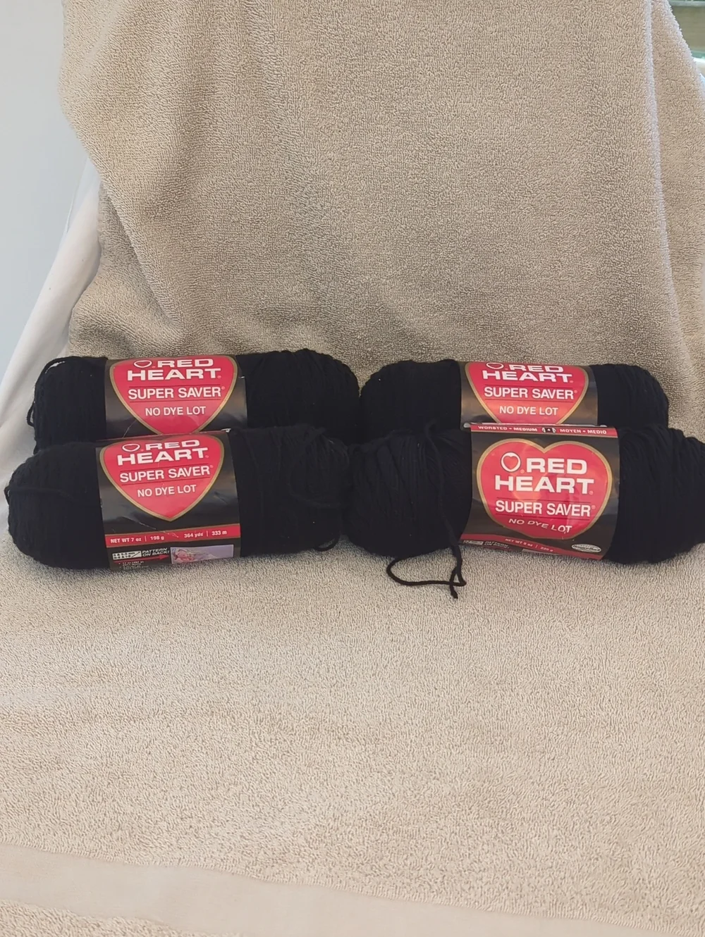 4- Super Saver Red Heart Black Yarn -