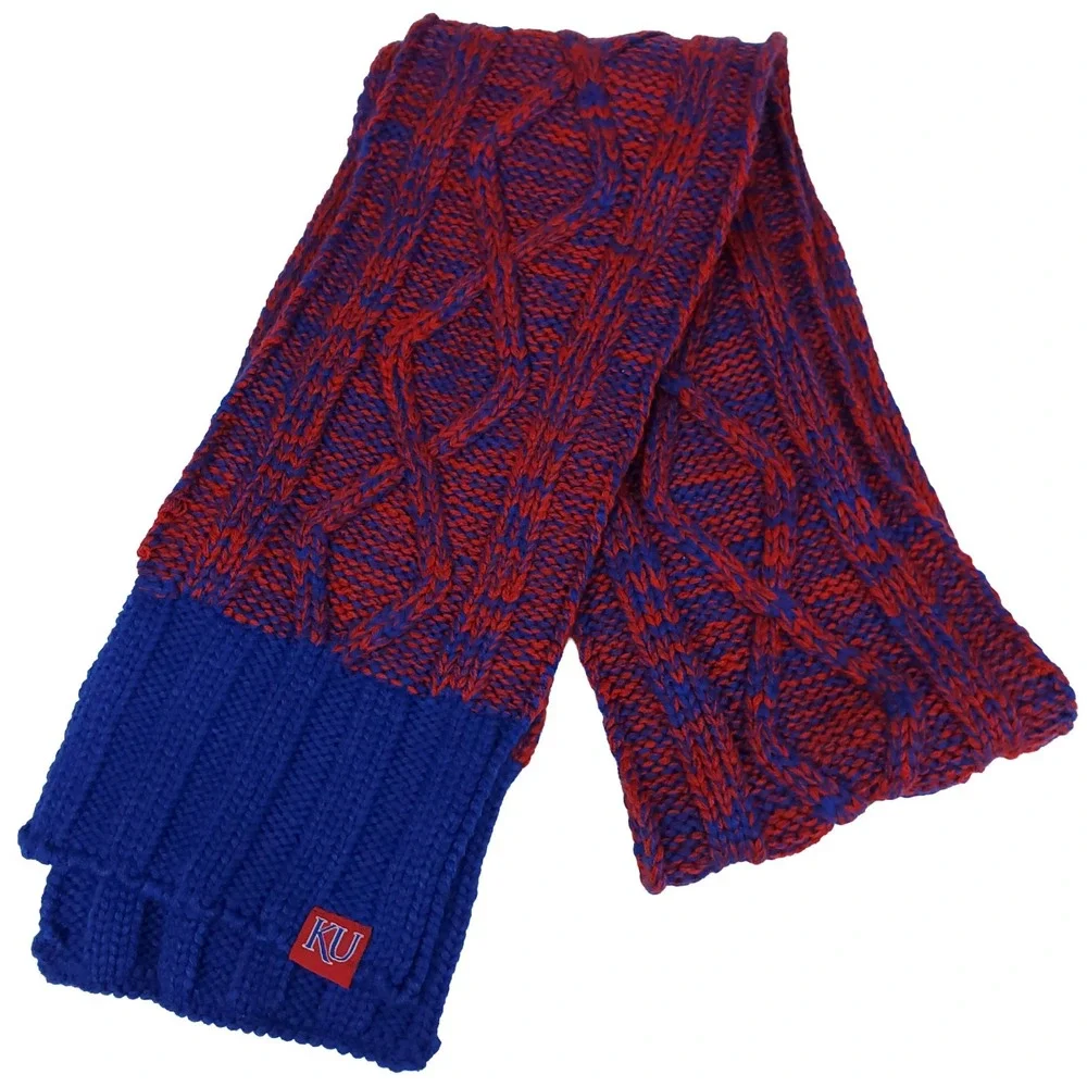 Kansas Jayhawks Adidas NCAA Knit‎ Scarf Woven Label Logo Red Navy New