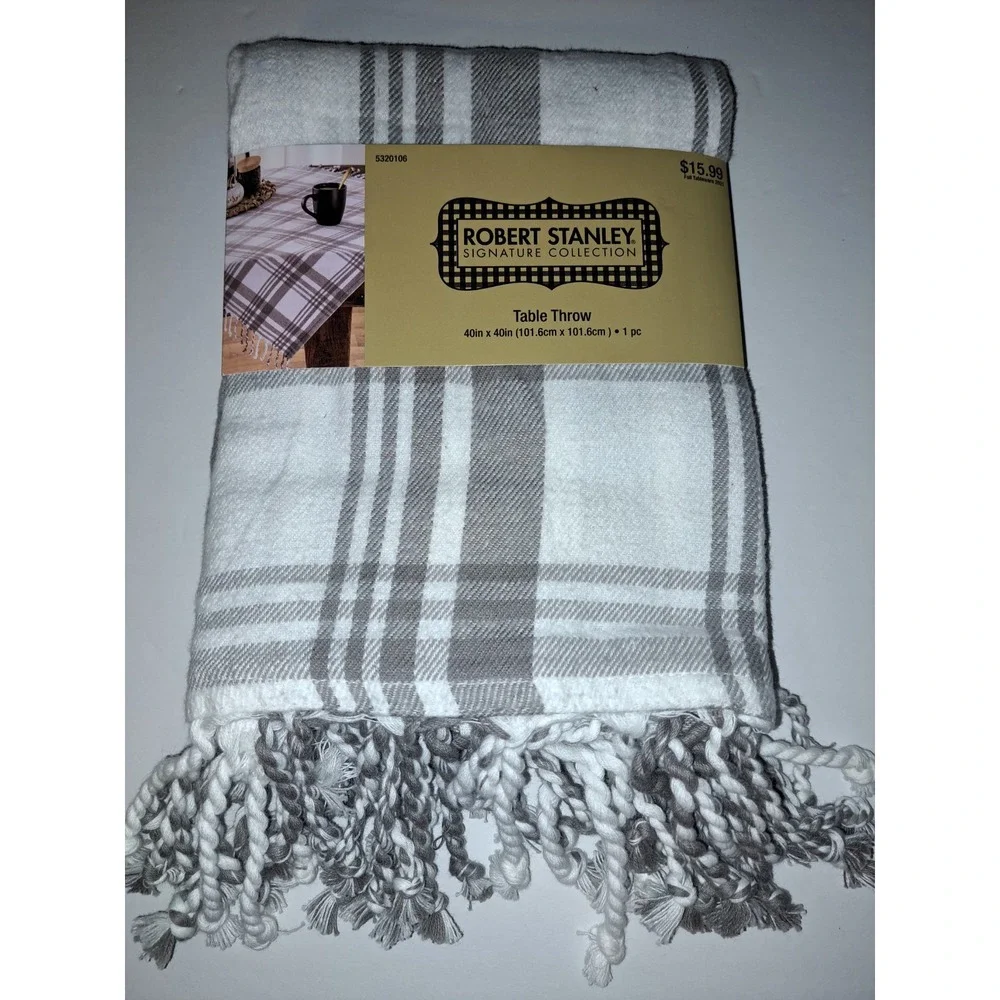 Farmhouse Hobby Lobby Robert Stanley Grey White Plaid Table Throw 40