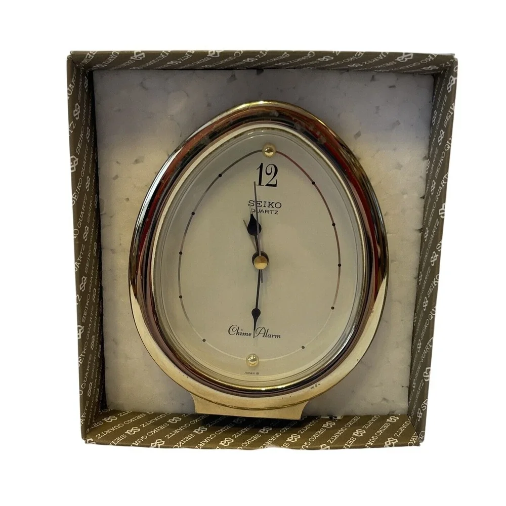 FOR PARTS Vintage Seiko Quartz‎ Chime Alarm Clock Gold Tone