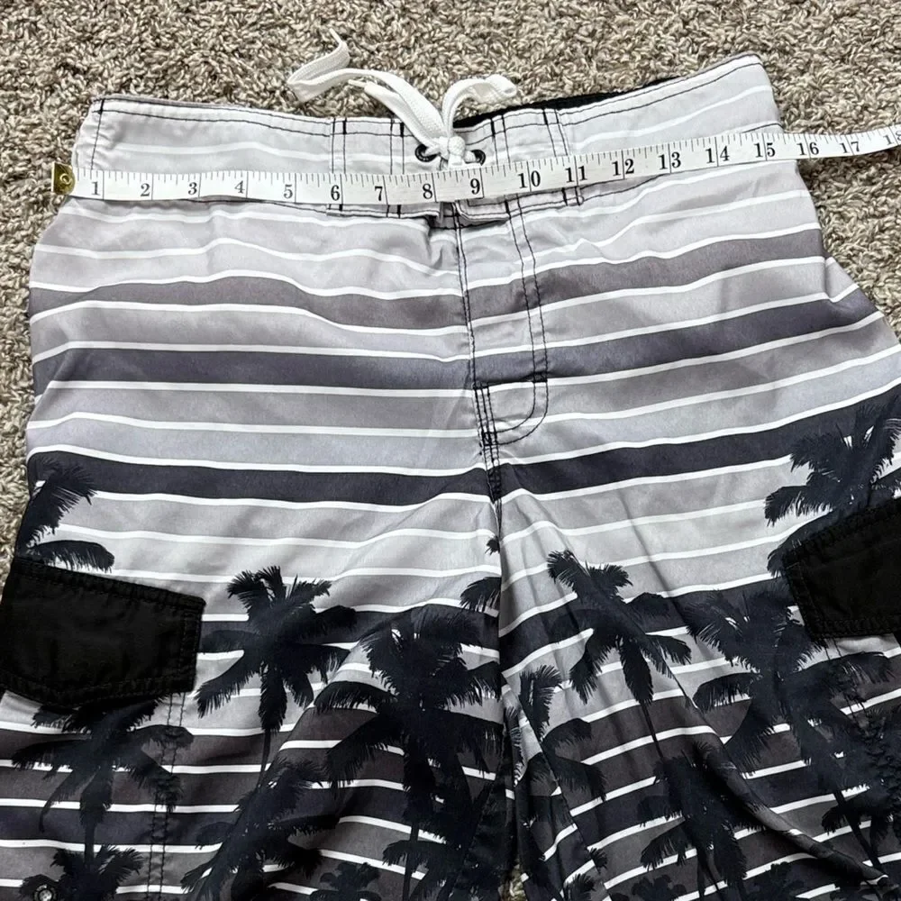 Hang Ten Black & Gray Palm Tree Swim Trunks