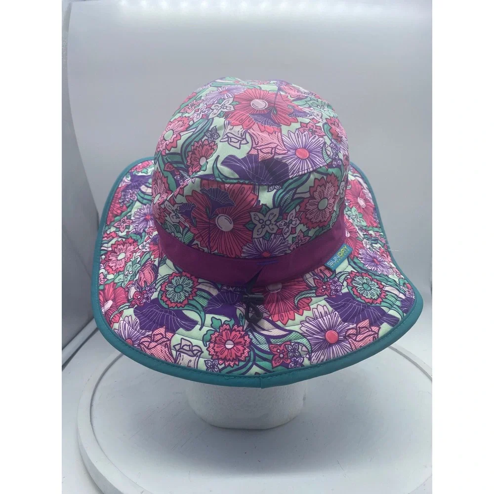 Sunday Afternoons Kids Play Hat Floral Pink Purple Sun Hat Size‎ M 12-15 Years