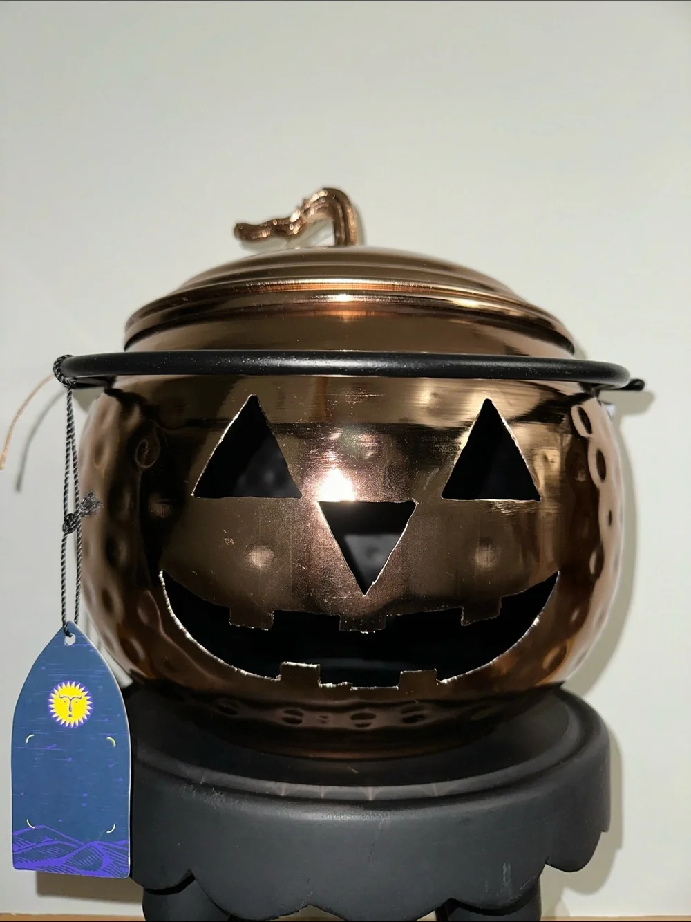 Metallic Copper Jack-O'-Lantern Decorative Candy Cauldron - Home Accents