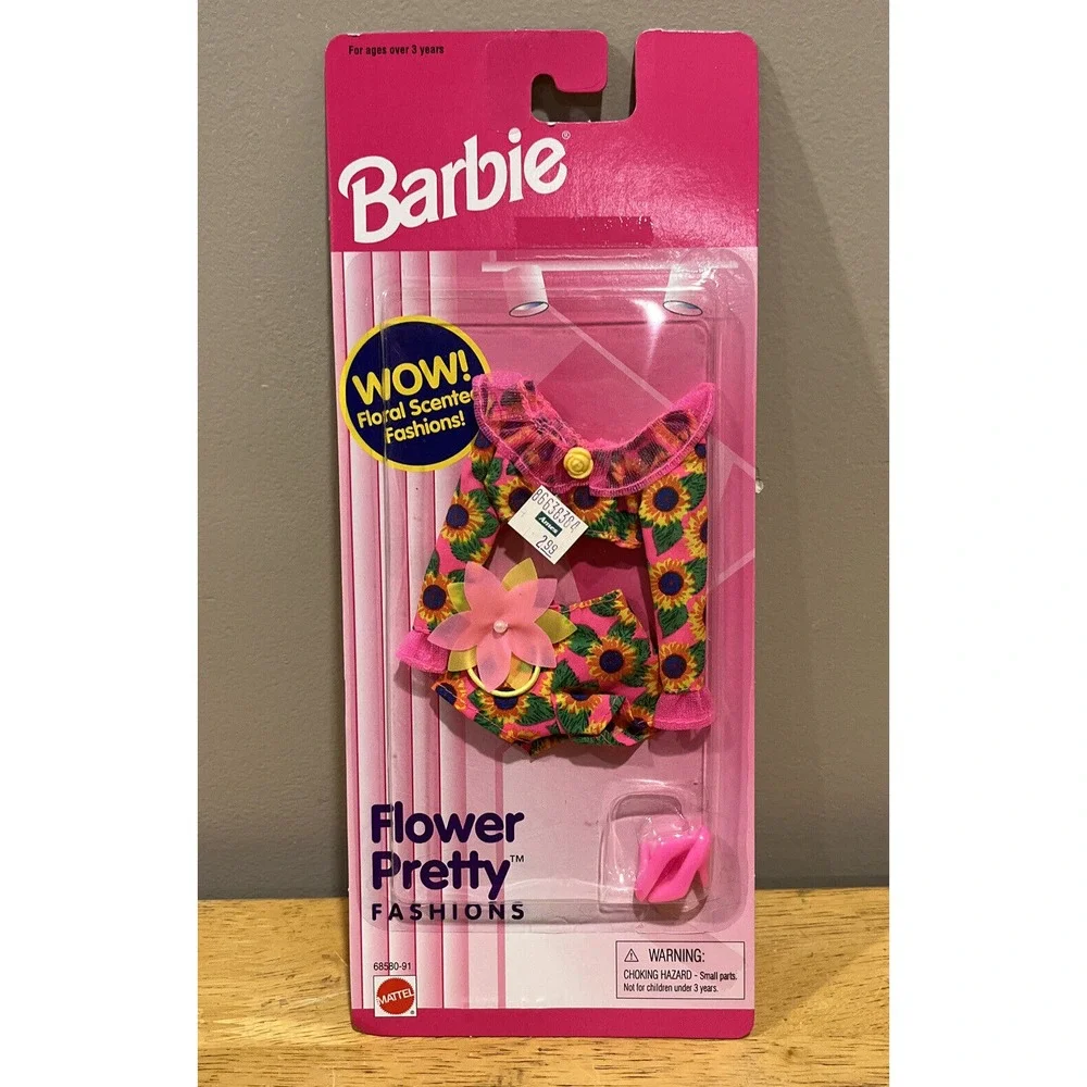 1996 Barbie FLOWER PRETTY Fashions Neon Vintage Retro Mod‎ NEW NIP NOS Pink