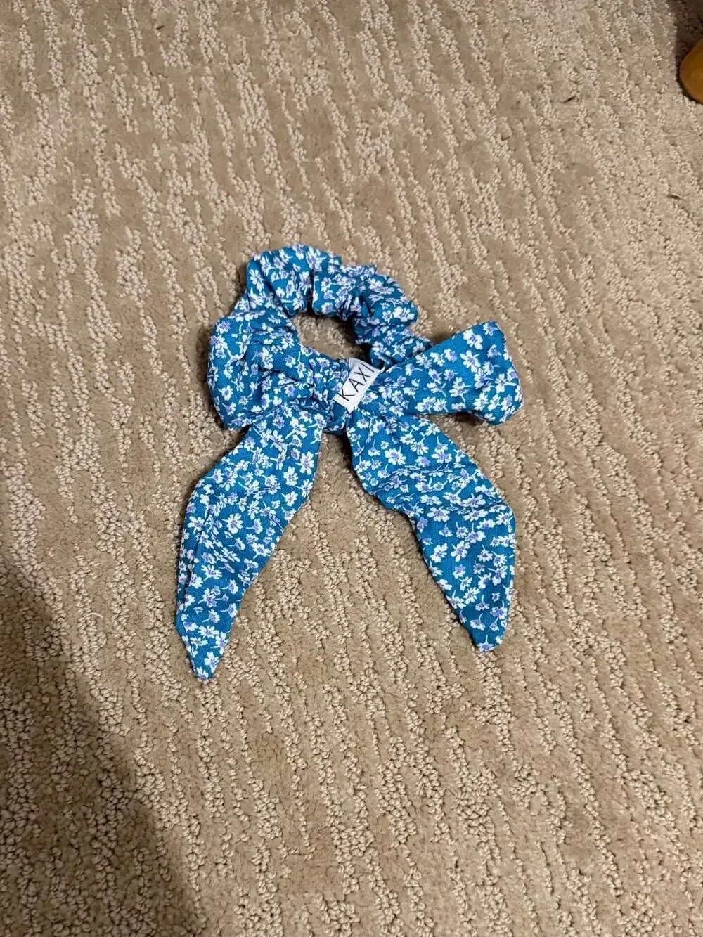 Kaxi Light Blue Floral Bow Scrunchie