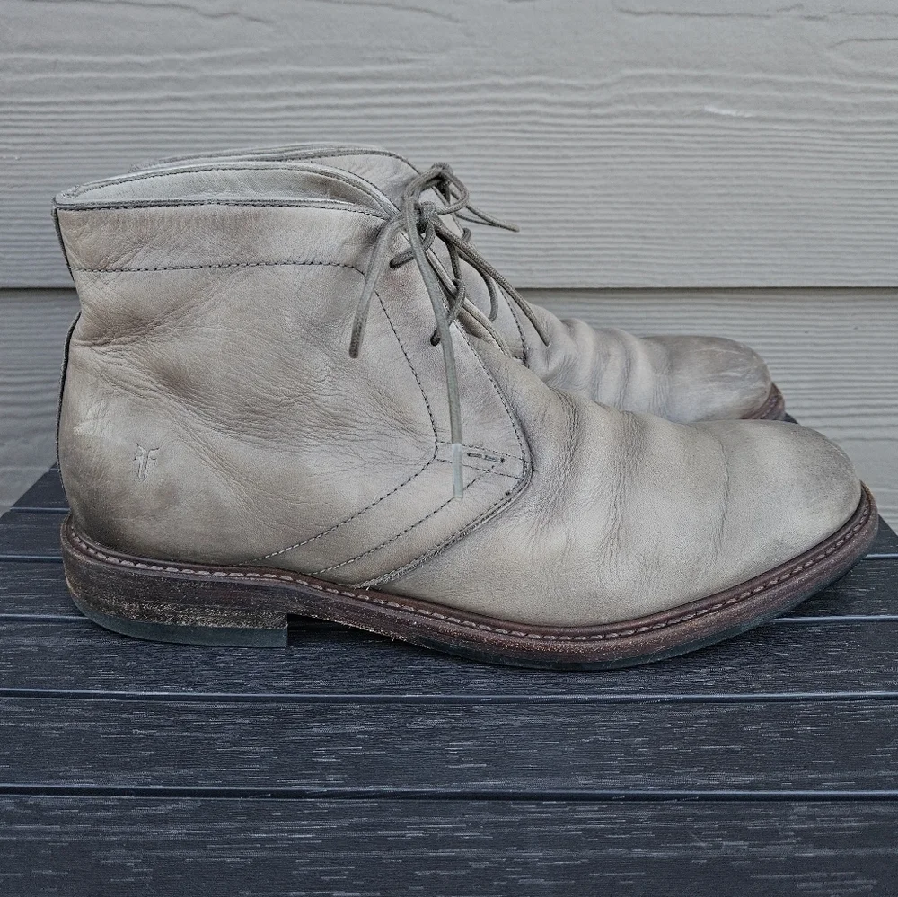Frye Murray Chukka Boots Taupe Gray Green Lace Up Short Boots Casual Men's 10