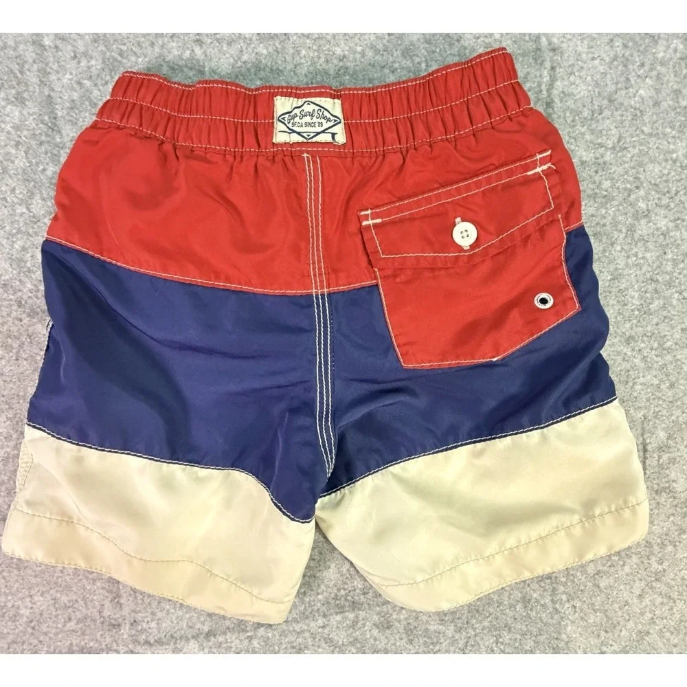 Baby Gap Surf Shop Swim Trunks Shorts Red Blue Tan Size 5 Years Toddler‎