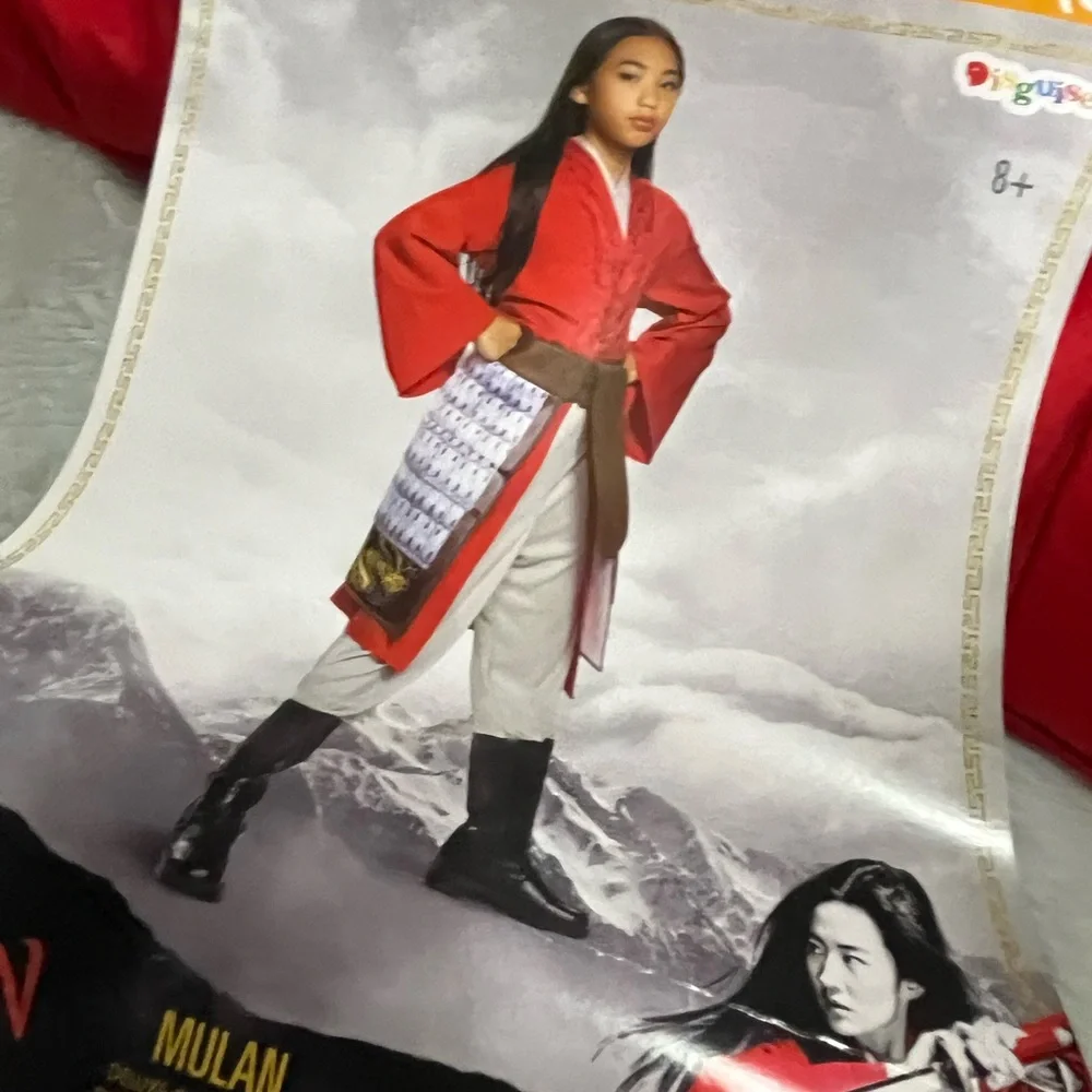 Disney Mulan Costume-Red Hero-Princess Deluxe Dress Up- girls Size 8-10 New