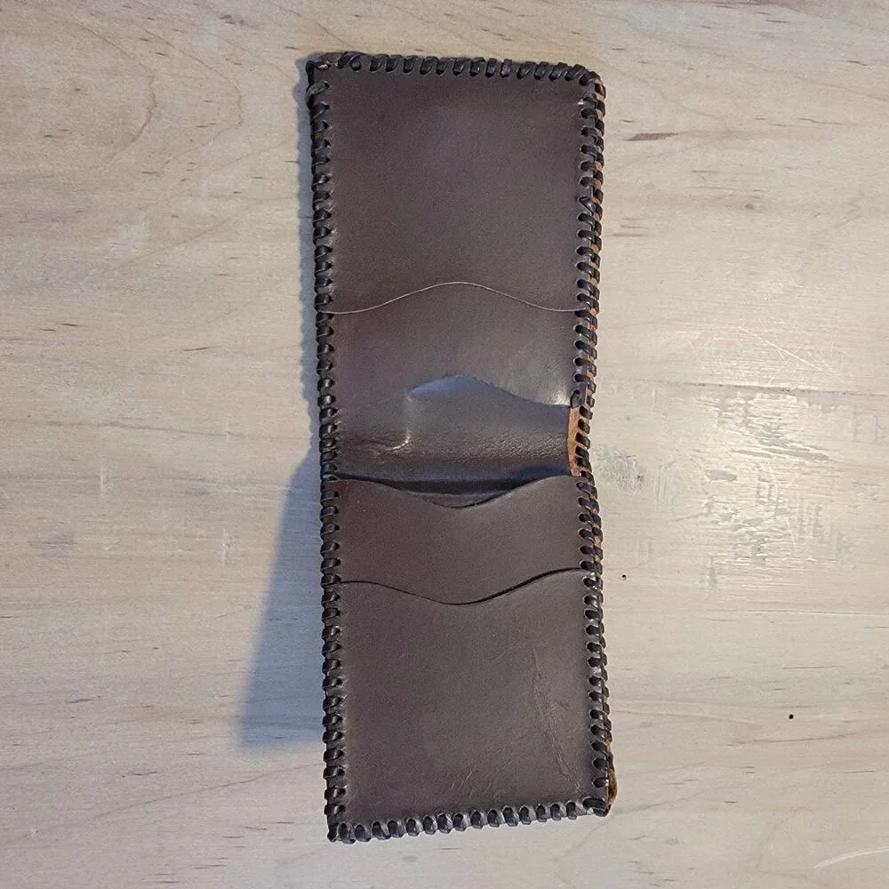 Vintage Tooled Western Wallet Laced Flower Floral Men's Leather Bifold Southwest