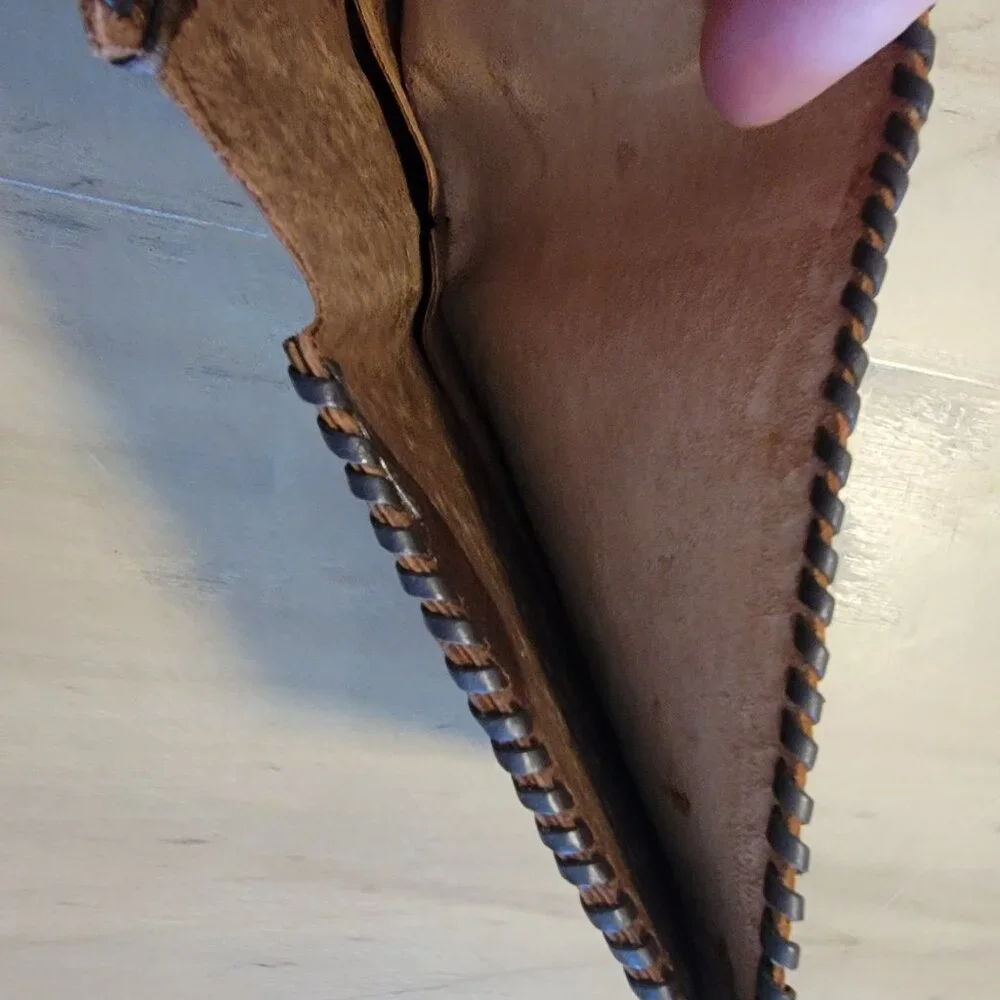 Vintage Tooled Western Wallet Laced Flower Floral Men's Leather Bifold Southwest