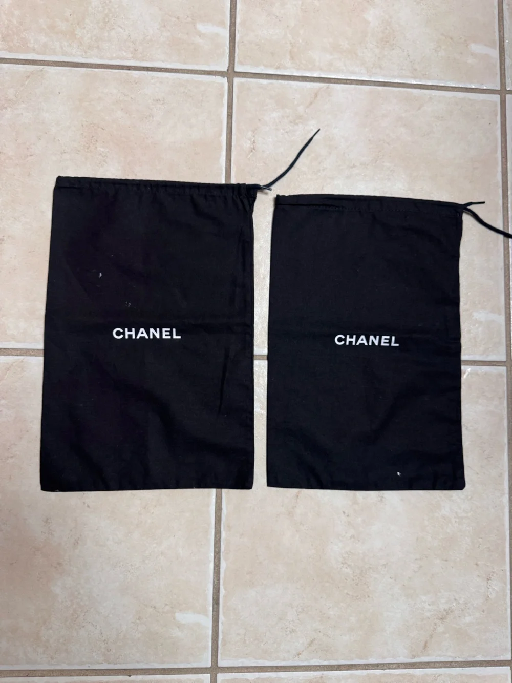 CHANEL Black Drawstring Dust Bag Pair