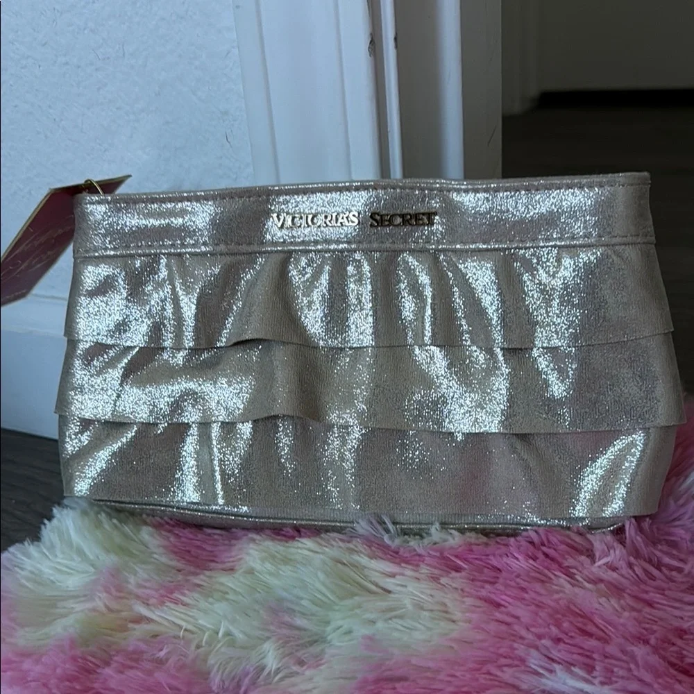 Victoria's‎ Secret Gold Ruffled Cosmetic Bag