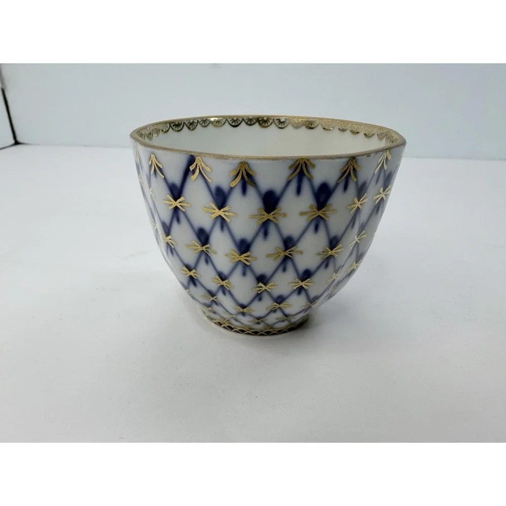 Lomonosov Cobalt Blue Net Mini Open‎ Sugar Bowl Porcelain Russia