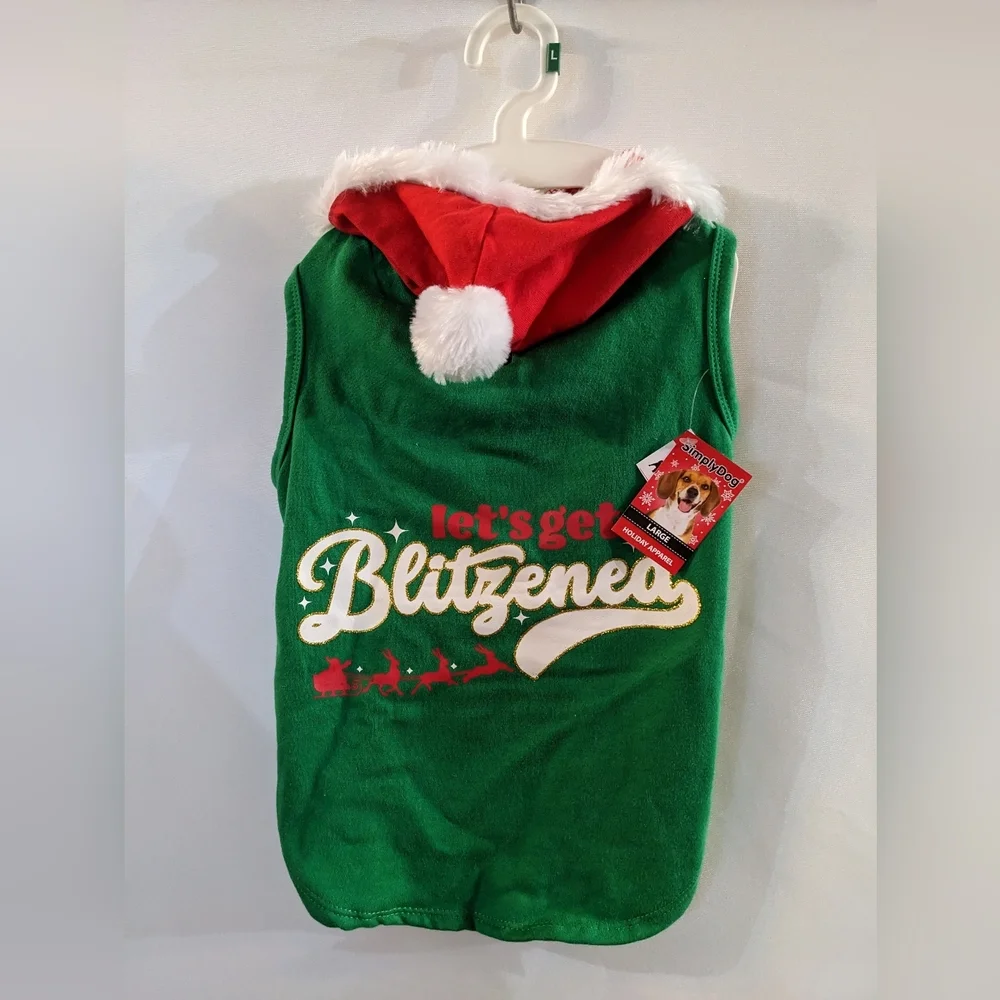 New Simply Dog Holiday Apparel with attached Christmas Santa hat!