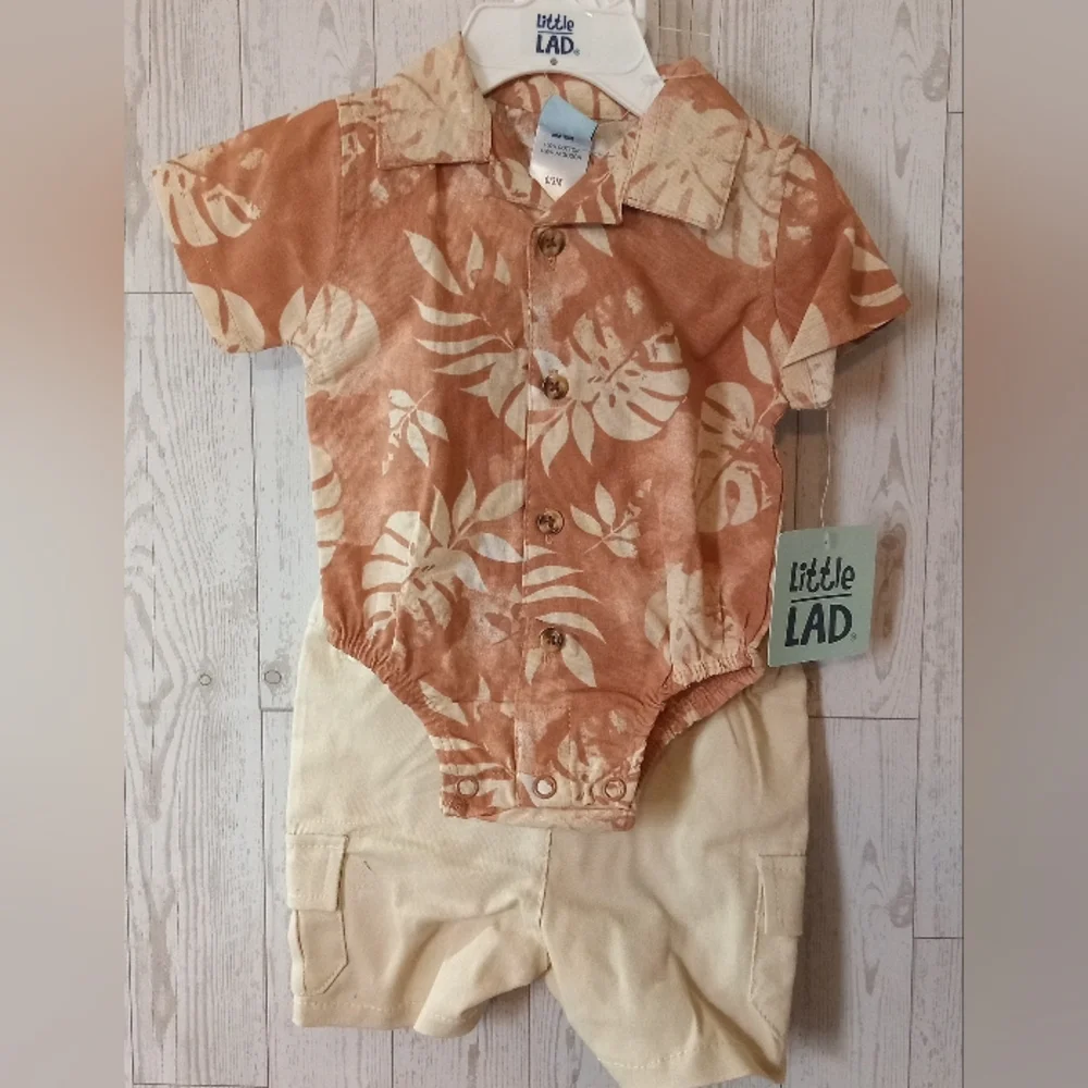 Little Lad Tropical Button Up Short Set Boys Size 0-3 Months NWT