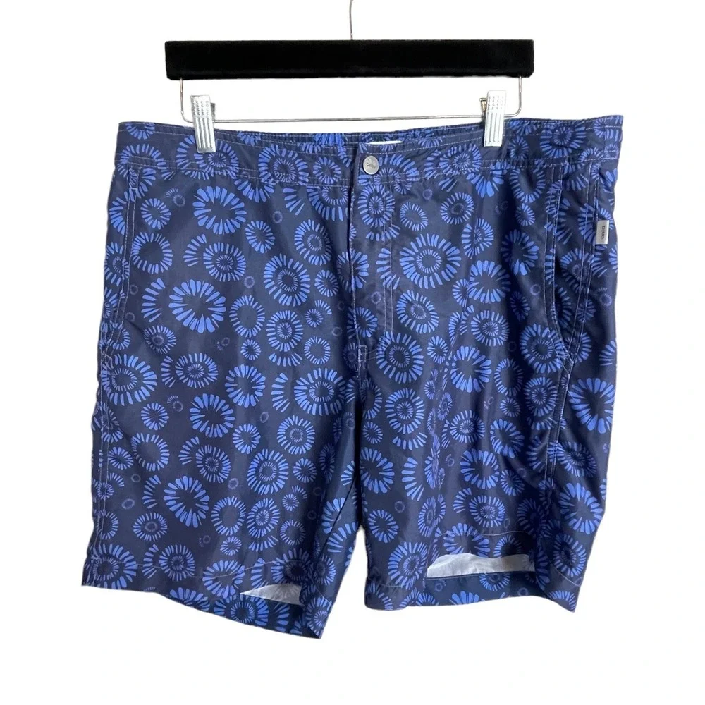 Onia Swim Shorts‎ Men XL Blue Floral Medallion Charles Trunks 7.5