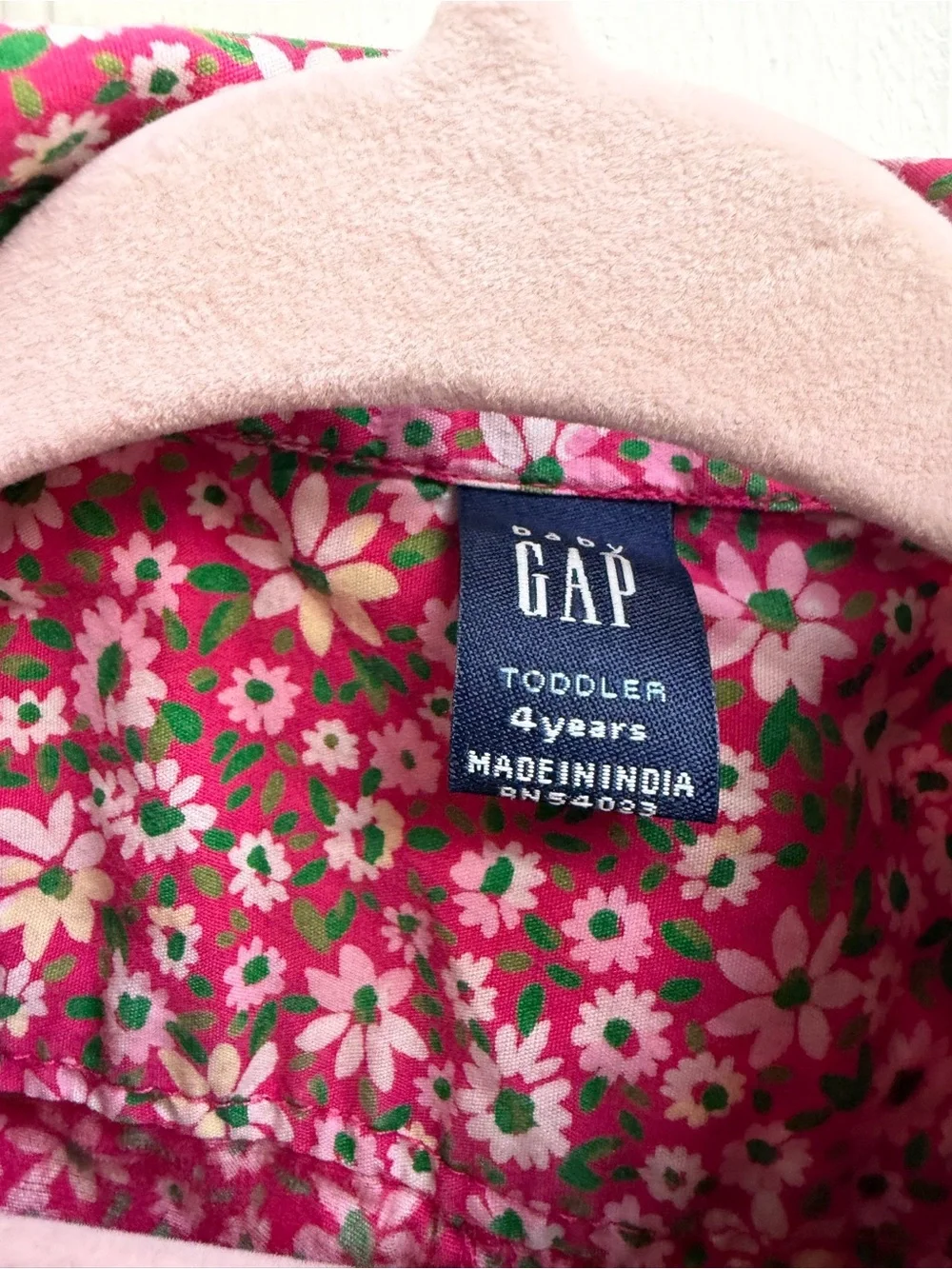Baby GAP Girls 4 Pink Floral Ruffle-Front Long Sleeve Dress