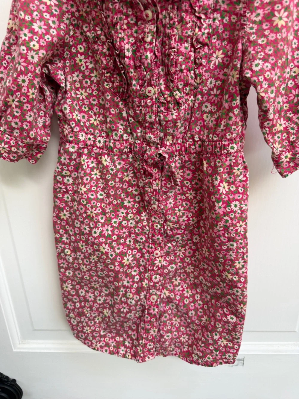 Baby GAP Girls 4 Pink Floral Ruffle-Front Long Sleeve Dress