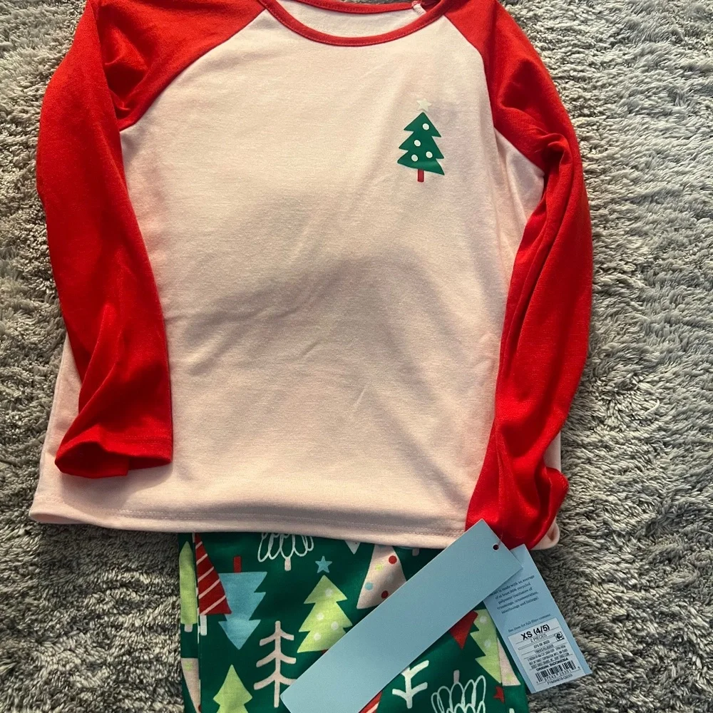 Christmas holiday pajama set trees