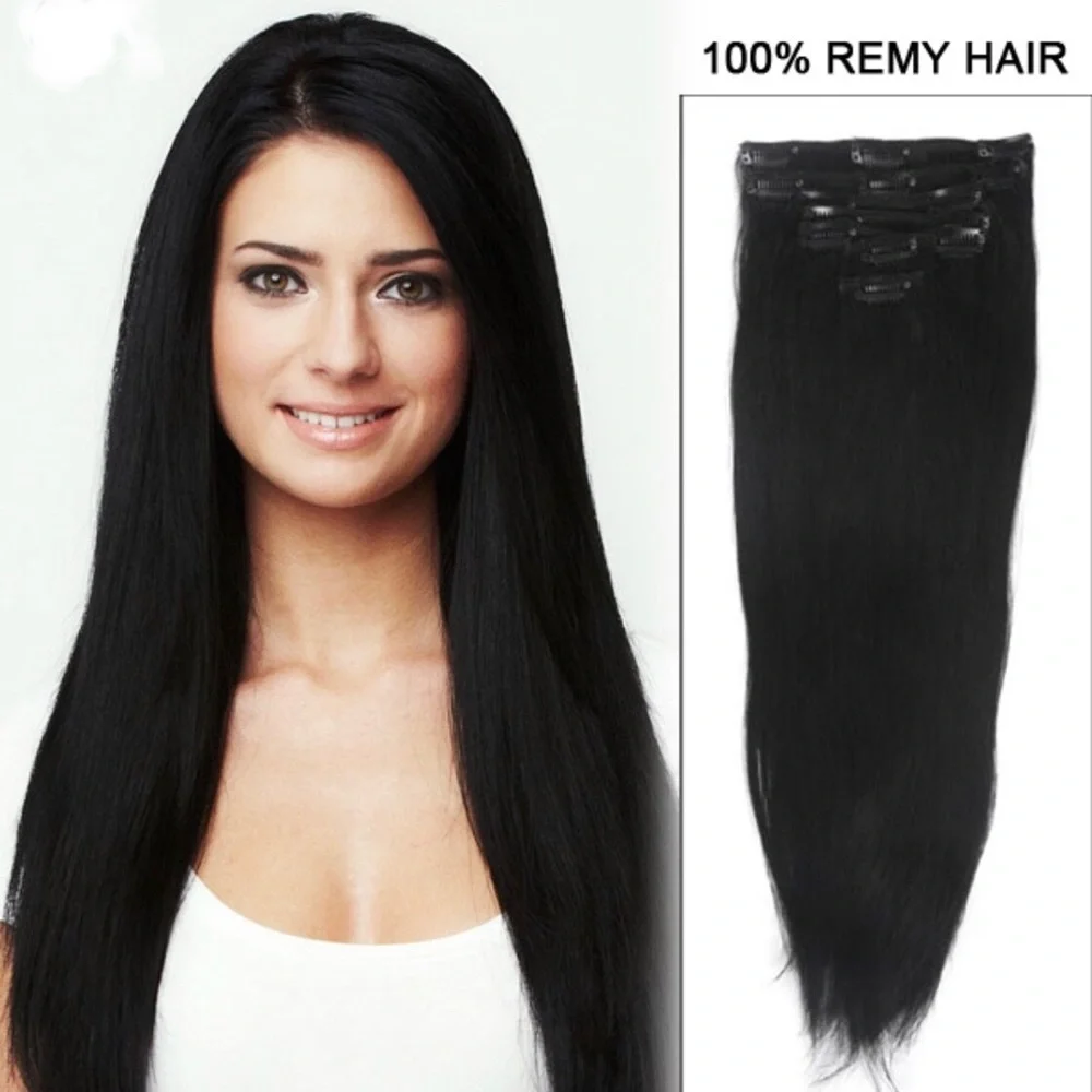 human hair clipin black