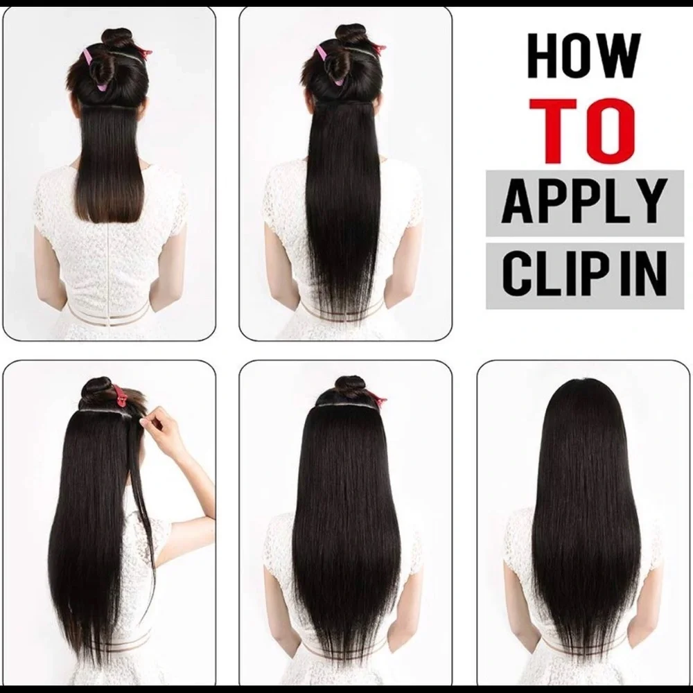 human hair clipin black