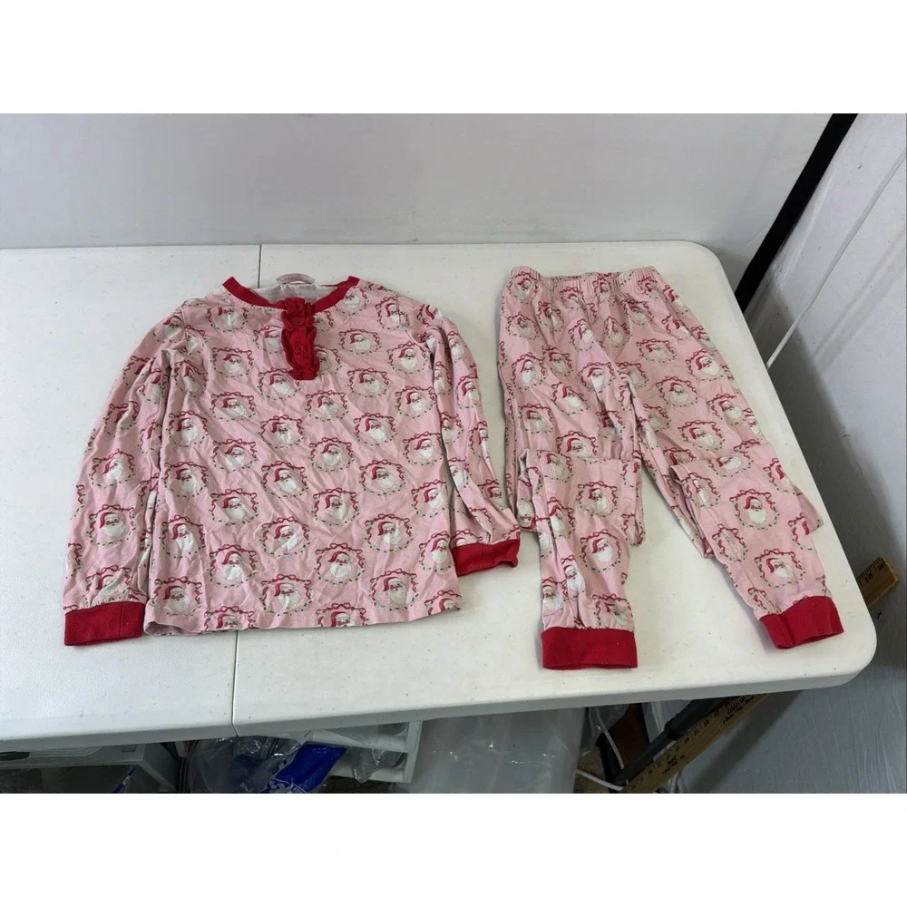 Cecil & Lou Santa Holiday Christmas Cotton Stretch Pajamas Girl Sz 7 Pink