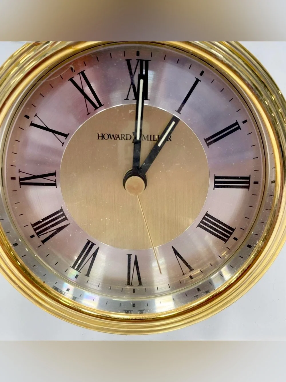 Howard Miller Gold Glass Desk Clock - Roman Numerals