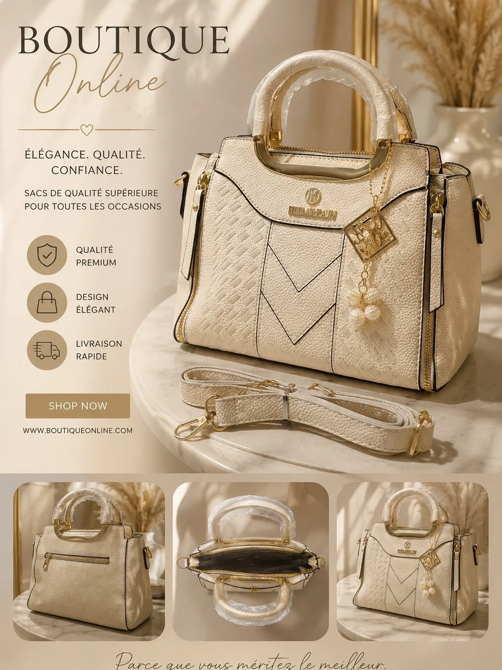 N/A cream satchel