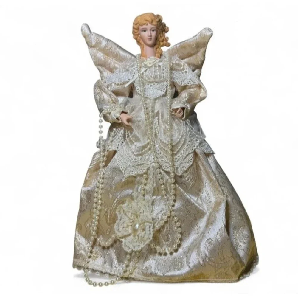 VTG Blonde Angel Christmas Tree Topper Holiday Decoration Festive Nostalgic