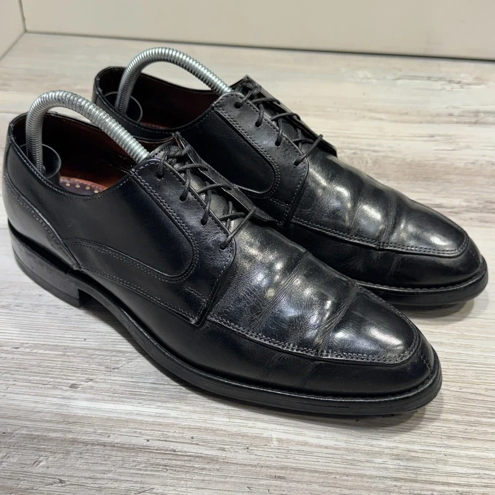 Mens Allen‎ Edmonds Montgomery Black Leather Work Dress Oxfords Shoes Size 8.5