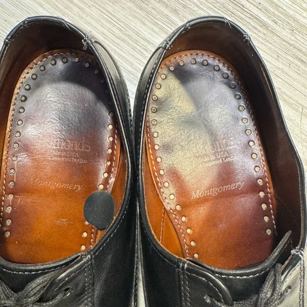 Mens Allen‎ Edmonds Montgomery Black Leather Work Dress Oxfords Shoes Size 8.5