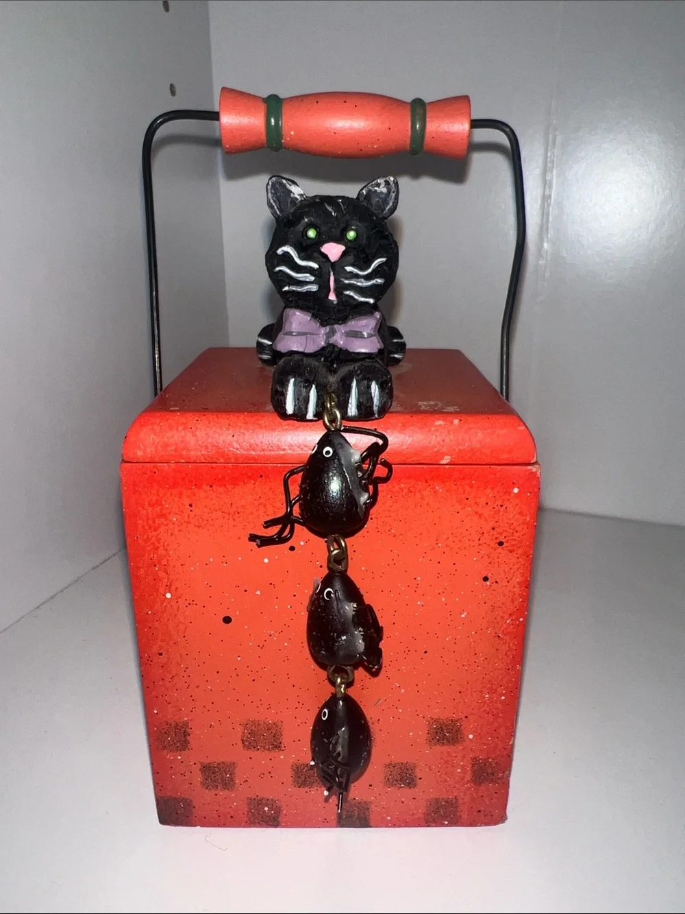 Decorative Orange Cat Box with Black Cat Accent - Unbranded