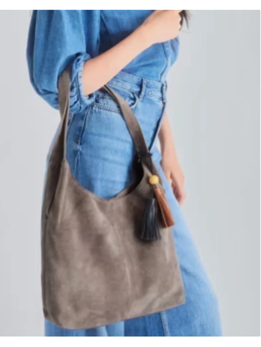 The Sak Huntley Suede Hobo Bag One Size Mushroom Grey NWT!