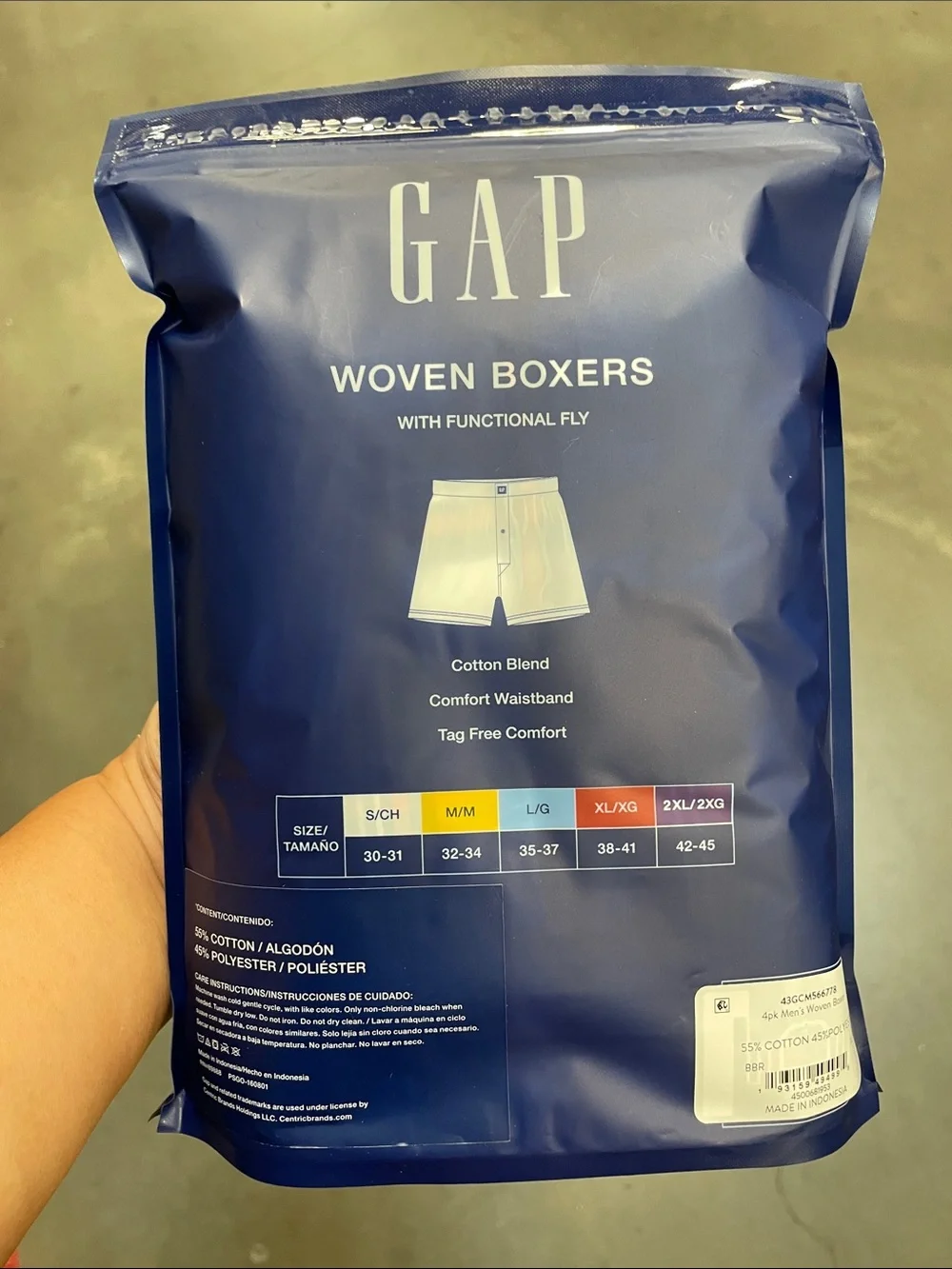 GAP Men's 4-Pack Woven Boxers White & Blue Plaid XL
