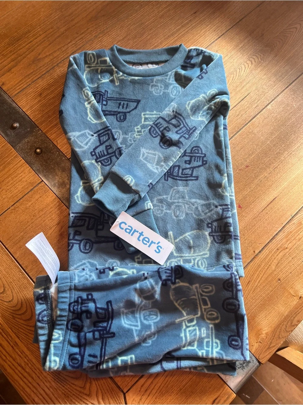 Carter's Blue Construction Fleece Long Sleeve Shirt