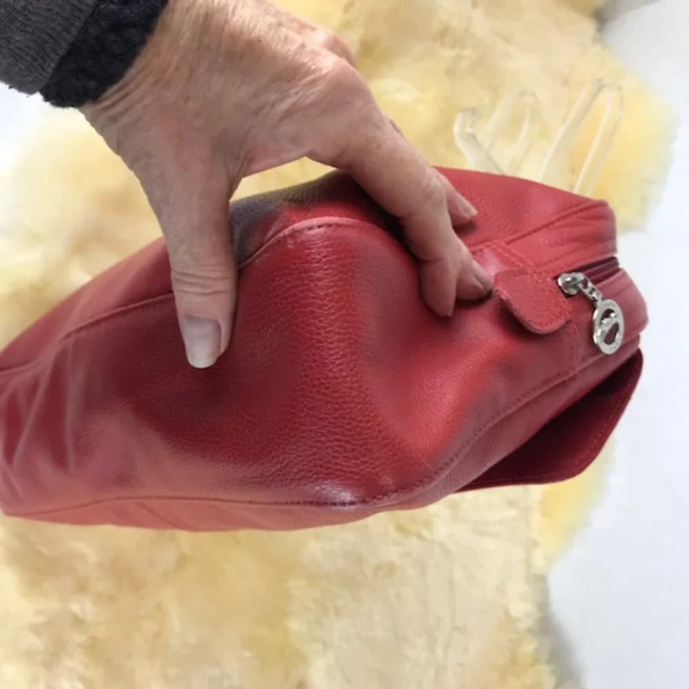 Longchamp red pebbled