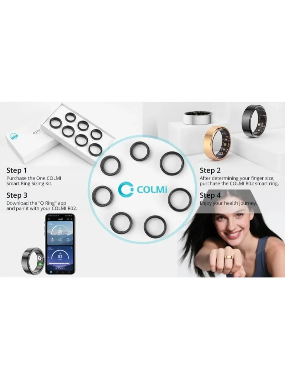 COLMI Smart Ring Sizing Kit Finger Measure Tool Size 6-12 Fitness Tracker Sizer